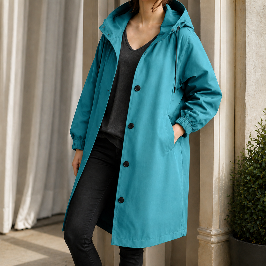 Zelda-Elise Hooded Overcoat - Blue