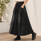 Calla-Faye Denim Skirt - Black