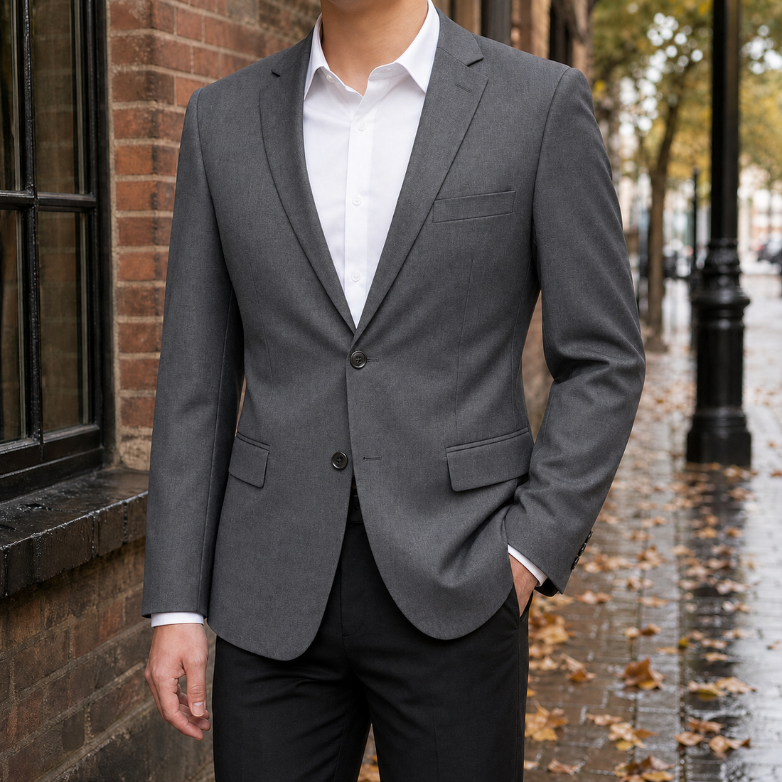 Jake-Lane Slim Fit Blazer - Gray