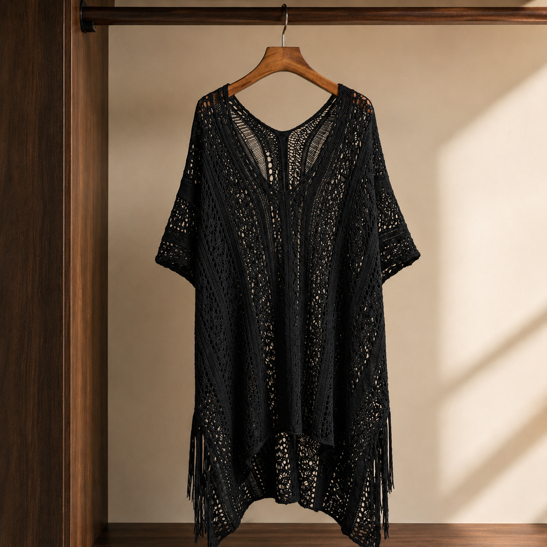 Clemence Openwork Sweater - Black