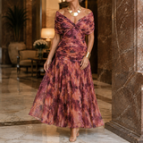 Lydia-Hope Wrap Maxi Dress - Brick Red