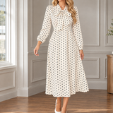 Cleo-Lane Bow Neck Dress - White