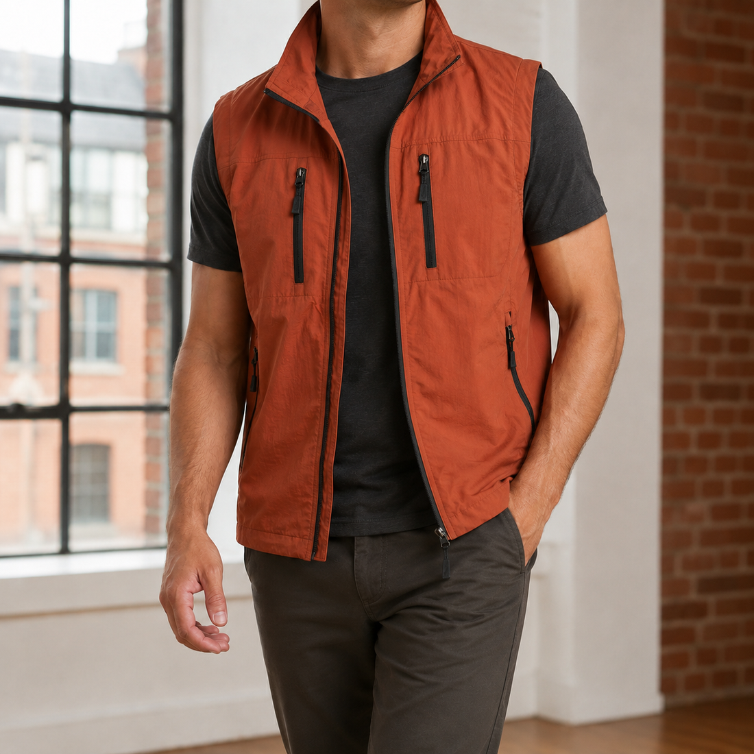 Kit-Wren Utility Vest - Burnt Orange