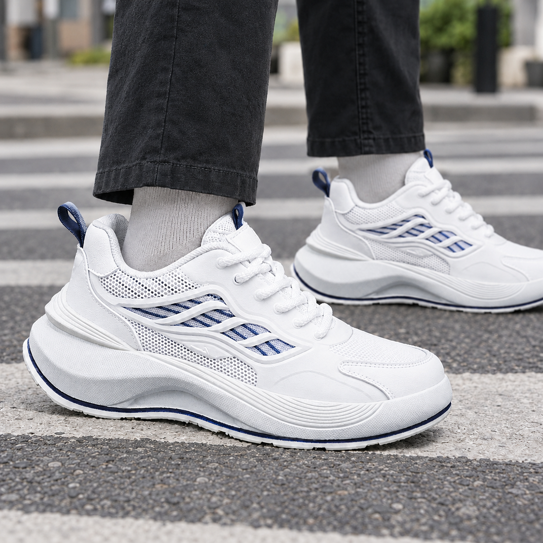 Falconi Platform Sneakers - White Blue
