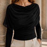 Tabitha-Pearl Cowl Neck Top - Black