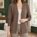 Joy Cable Knit Cardigan - Brown