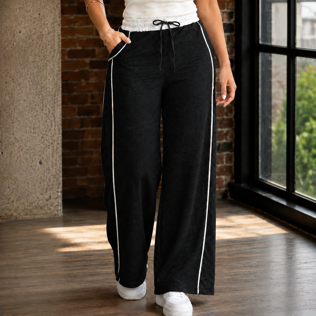 Edith-Jade Wide-Leg Pants - Black