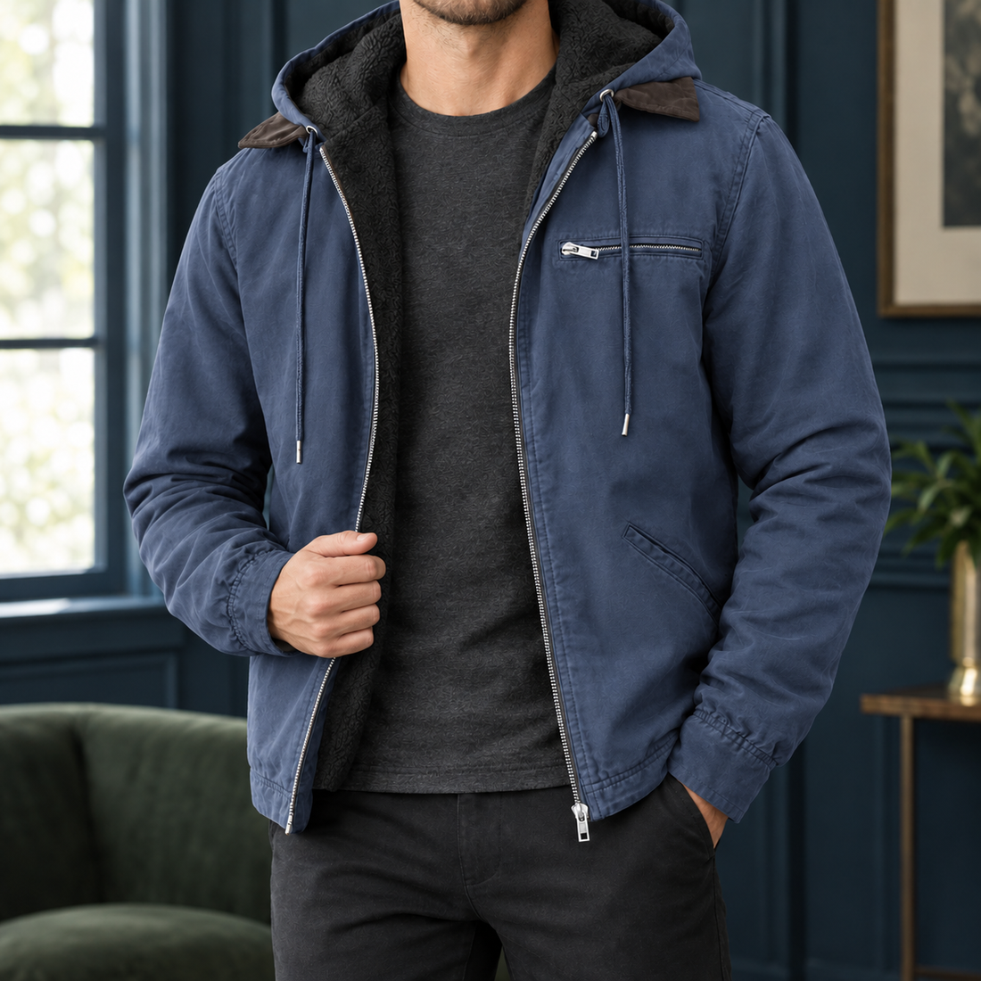Emrys-Ellis Hooded Jacket - Navy Blue