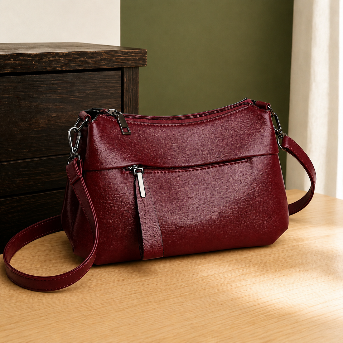 Modena Multi-Zip Crossbody Bag - Red