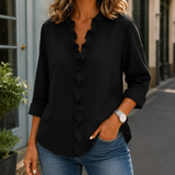 Priscilla-Lane Ruffled Blouse - Black