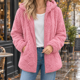 Ines-June Hooded Teddy Jacket - Pink