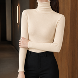 Evadne-Louise Ribbed Turtleneck Top - Apricot