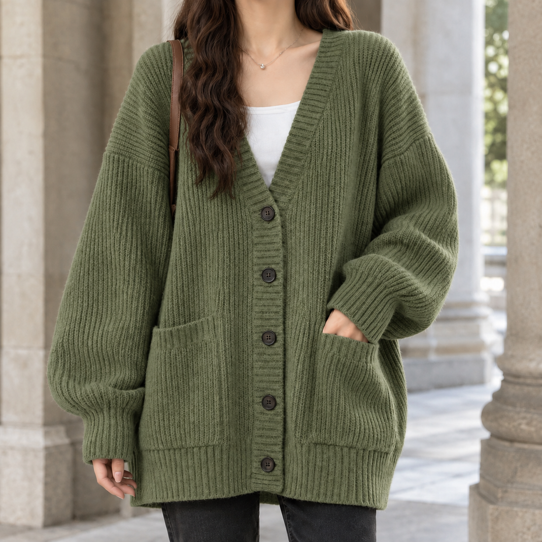 Ursuline Ribbed Jacket - Military Green