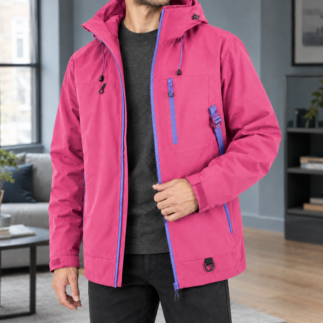Otto-Grey Utility Jacket - Rose Red