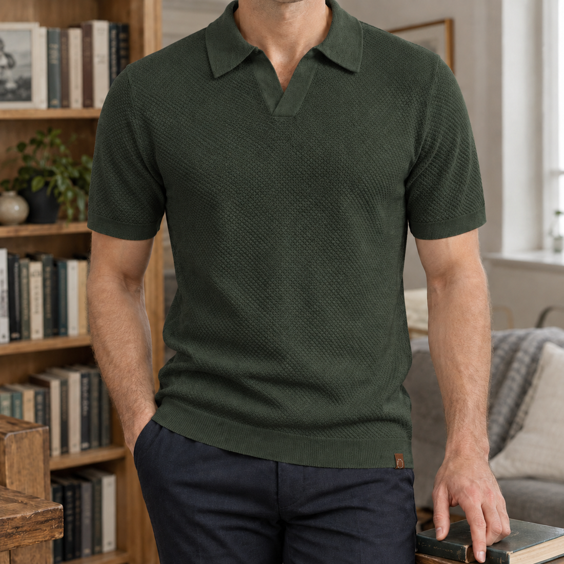 Martin Textured Polo - Military Green