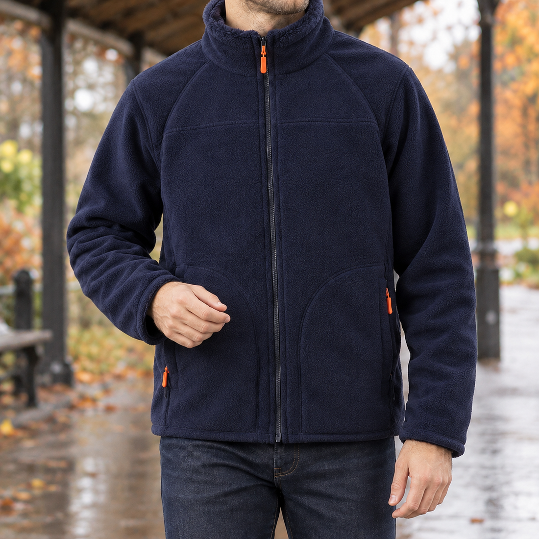 Anthony-Lane Plush Collar Jacket - Deep Blue