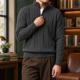 Axel-Hayes Cable Knit Sweater - Dark Gray