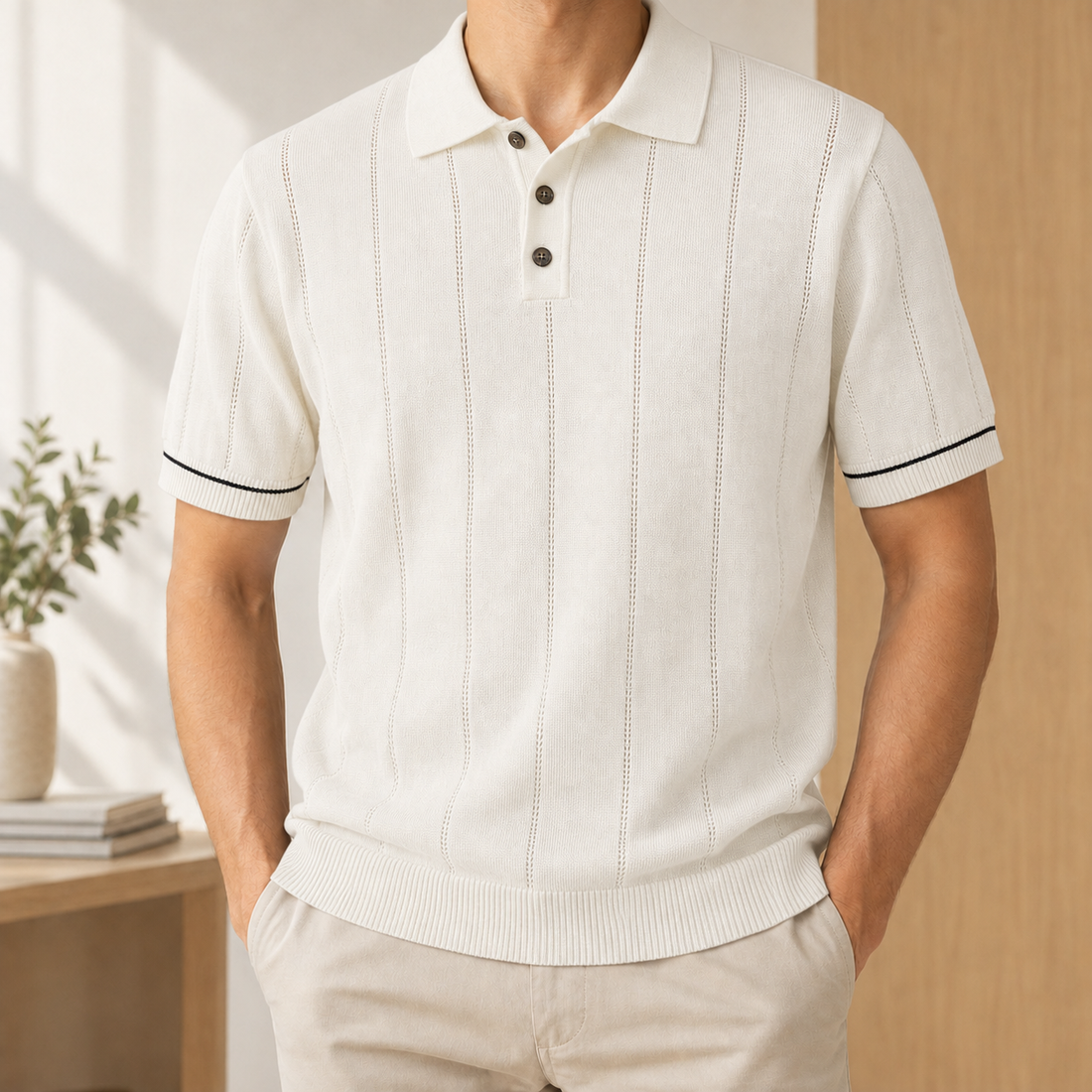 Emilio-Cole Knitted Polo - Ivory