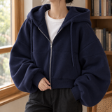 Sylvaine Cropped Hoodie - Navy