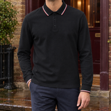Stanley-Lane Tipped Polo - Black Two-tone Collared Sh