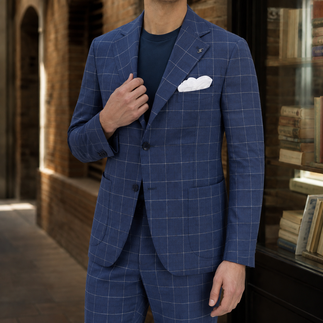 Bertrand Windowpane Jacket - Blue