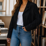 Giselle-Grace Western Fringe Jacket - Black