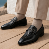 Leone Croc Loafers - Carbon Black