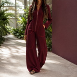 Marina-Marie Wide Leg Jumpsuit - Jujube Red