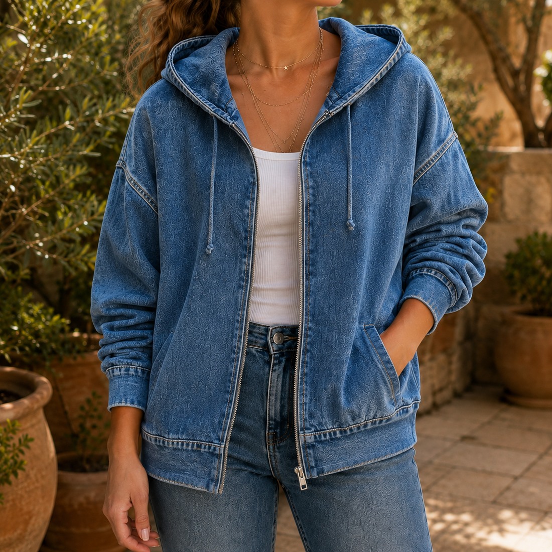 Olympia-Jane Washed Hoodie - Blue