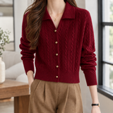 Livia-Rose Cable Knit Cardigan - Angora Red