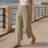Selene Curved Denim Pants - Khaki