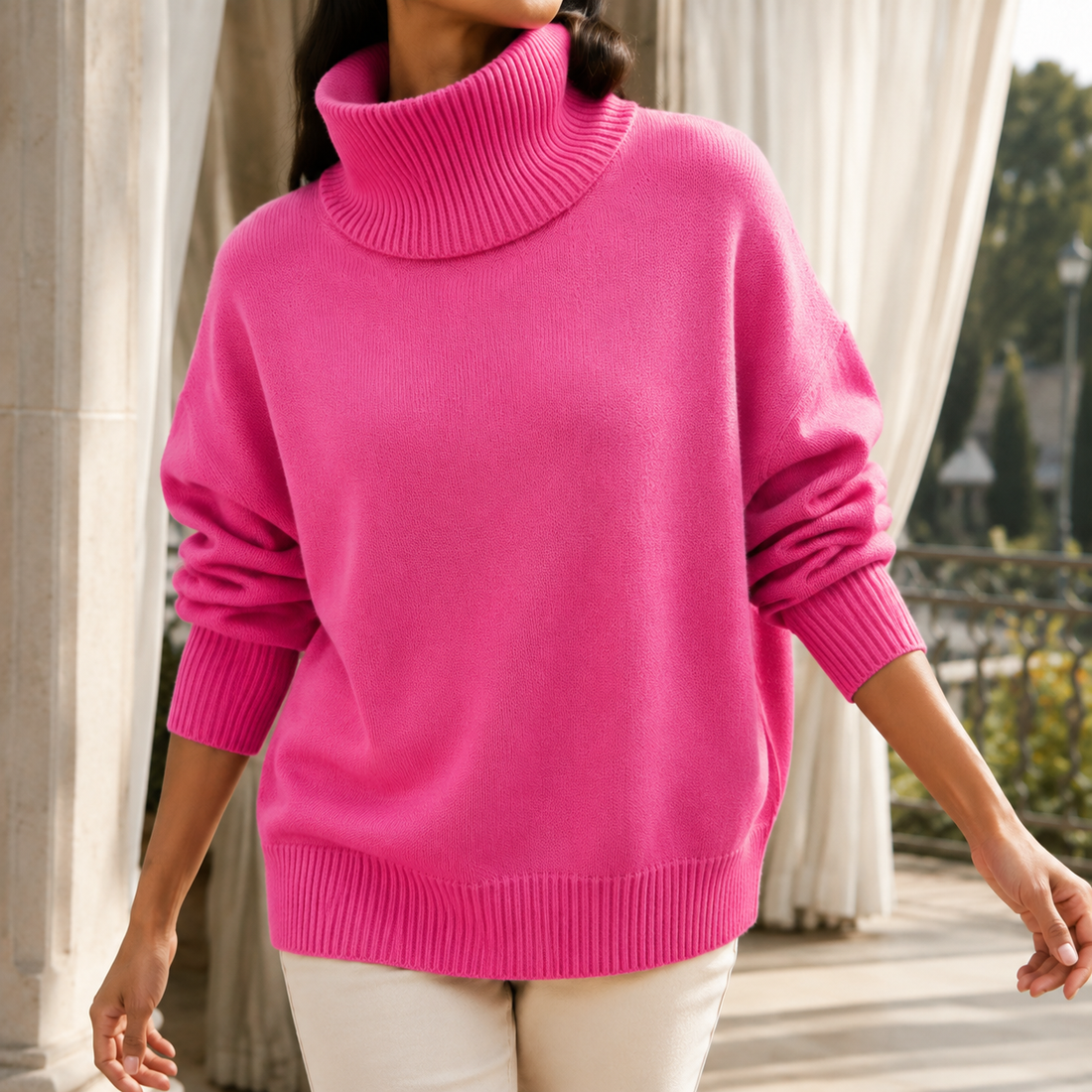 Tabitha-Pearl Turtleneck Sweater - Pink