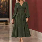 Valentine-Louise Ruched Dress - Military Green