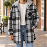 Fabian-Wren Hooded Plaid Jacket - Black