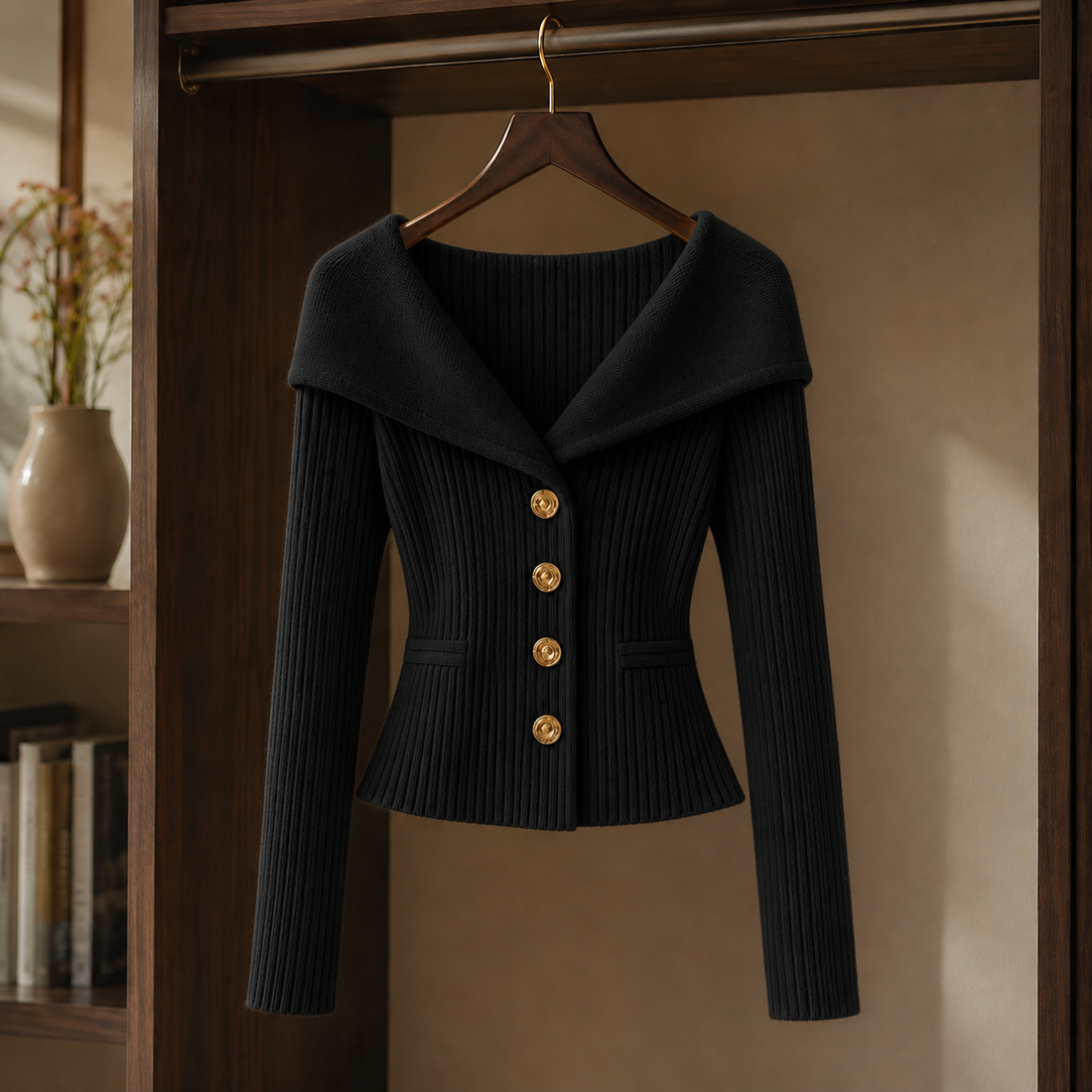 Josephine-Kate Ribbed Sweater - Black