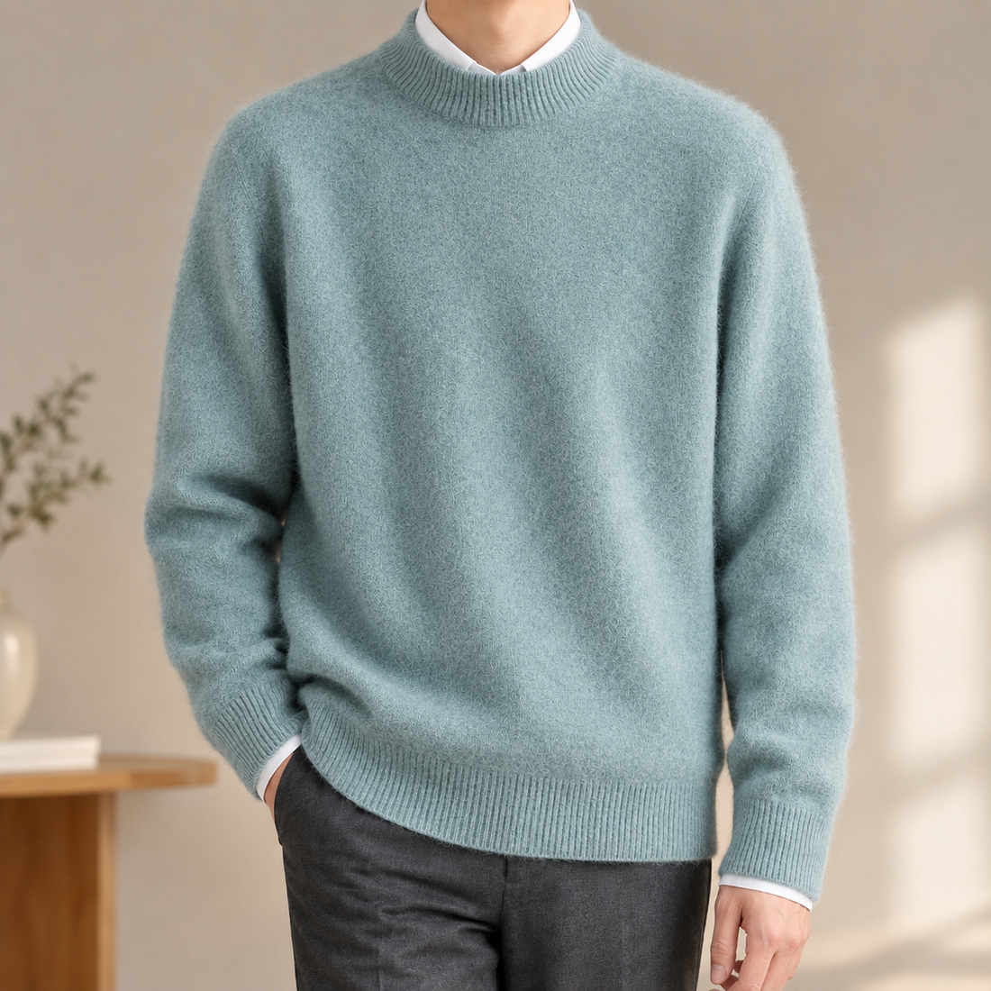 Mateo-Reid Mock Neck Sweater - Graystone Green