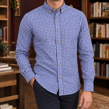 Mathias-Dean Gingham Shirt - Navy White