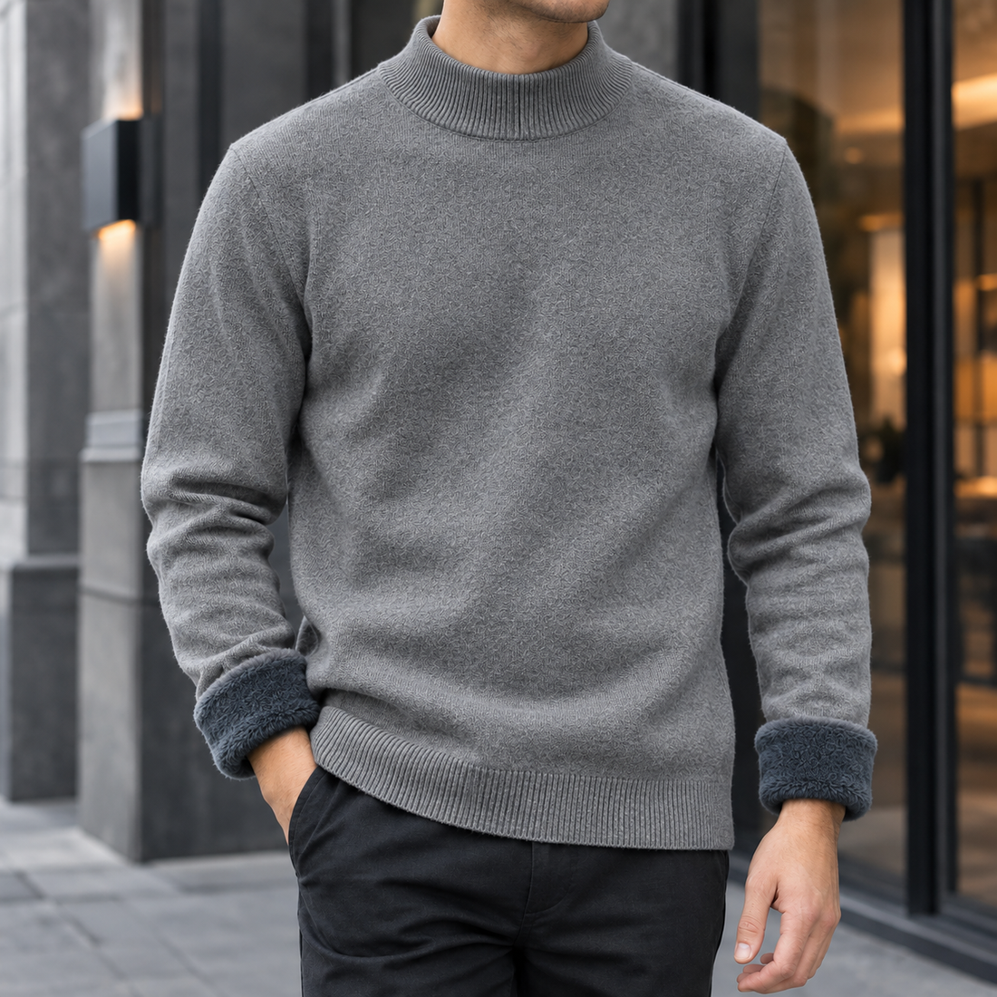 Simeon-Rhys Mock Neck Sweater - Premium Gray