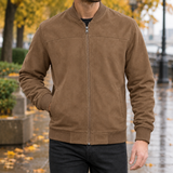 Rufus-Grey Suede Bomber Jacket - Camel