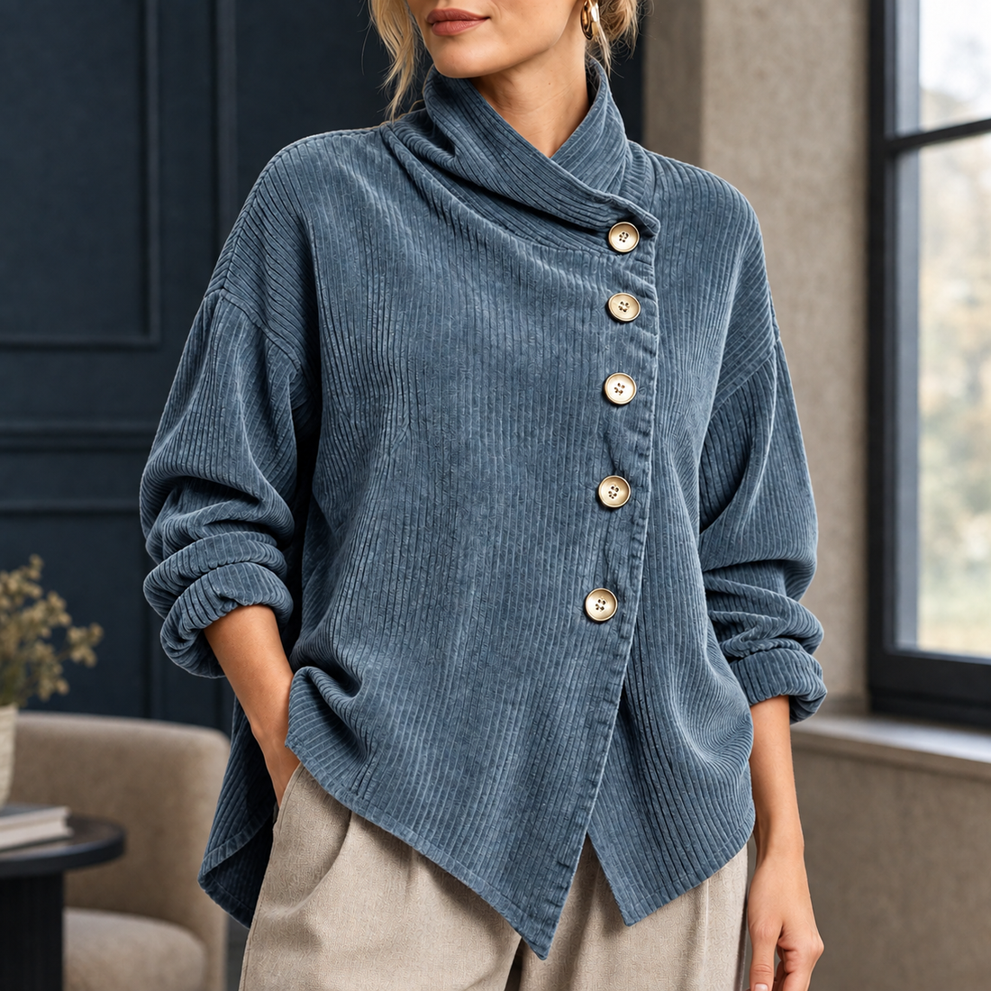 Eugenie-Rae Asymmetric Top - Sea Blue