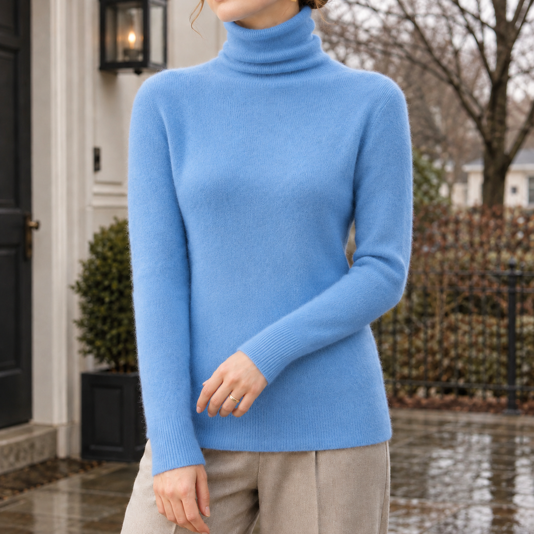 Tara-Pearl Turtleneck Sweater - Haze Blue