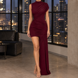 Hermione-Lane Draped Mini Dress - Burgundy