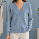 Diantha-Grace V Neck Cardigan - Fog Blue