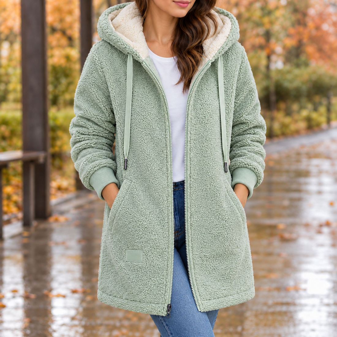 Catriona-Grace Hooded Fleece Jacket - Green