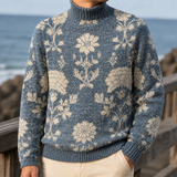 Lucian Turtleneck Sweater - Floral Blue