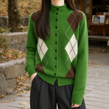 Carmen-Pearl Mock Neck Cardigan - Green