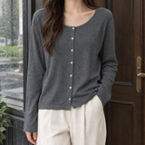 Guinevere-Hope Linen Cardigan - Gray