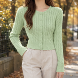 Christabel-Mae Cable Knit Cardigan - Green