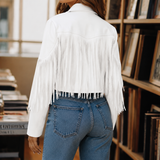 Giselle-Grace Western Fringe Jacket - White