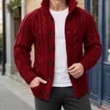 Hugo-Dean Cable Knit Sweater - Red